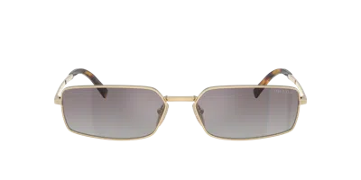 Prada 0pr A60s Gradient Grey Rectangular Sunglasses In Gold