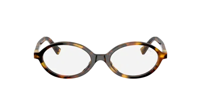 Miu Miu 0mu 01xv Tortoiseshell Oval Sunglasses With Glossy Acetate Finish In Brown