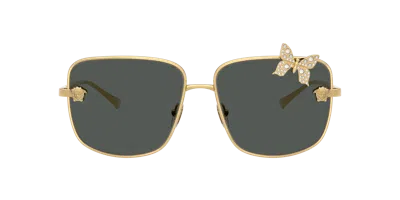 Versace Ve2282 Square Metal Sunglasses In Gold