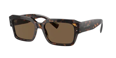 Dolce & Gabbana Sharped Rectangle-frame Sunglasses In Brown