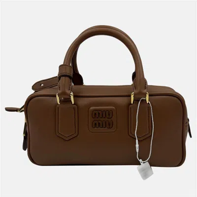 Pre-owned Miu Miu Brown Leather Arcadie Satchel