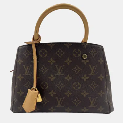 Pre-owned Louis Vuitton Lv Monogram Canvas Montaigne Bb Bag In Brown