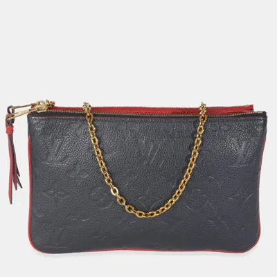 Pre-owned Louis Vuitton Marine Rouge Monogram Empreinte Double Zip Pochette In Black