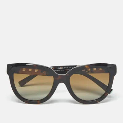 Pre-owned Tiffany & Co Brown Gradient Tf4215-f Polarized Cat Eye Sunglasses