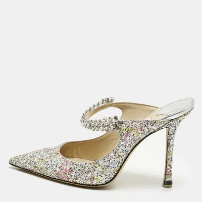 Pre-owned Jimmy Choo Multicolor Glitter Bing Slide Sandals Size 38
