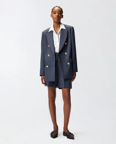 Pinko Double-breasted Blazer With Gold Buttons In Blue