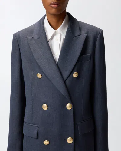 Pinko Double-breasted Blazer With Gold Buttons In Blue