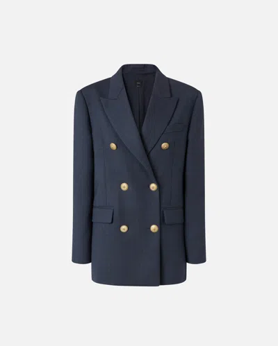 Pinko Double-breasted Blazer With Gold Buttons In Blue