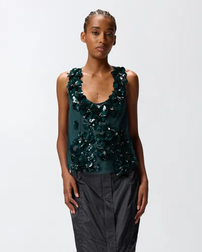 Pinko Top Avec Fleurs Bijoux In Green