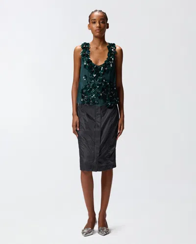 Pinko Top Avec Fleurs Bijoux In Green