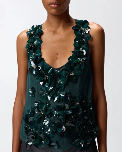 Pinko Top Avec Fleurs Bijoux In Green