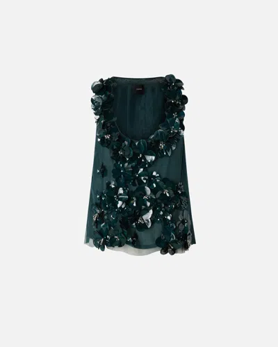 Pinko Top Avec Fleurs Bijoux In Green