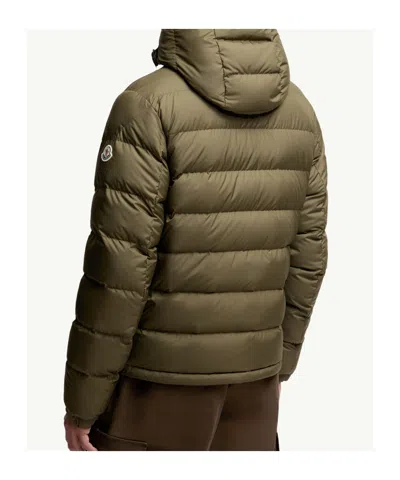 Moncler Laveraet Short Down Jacket With Hood In Green