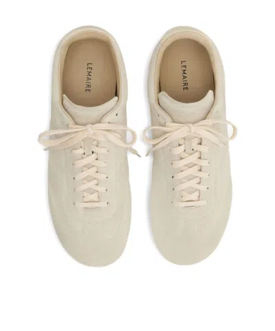 Lemaire Suede Low Profile Sneakers With Rubber Sole In White