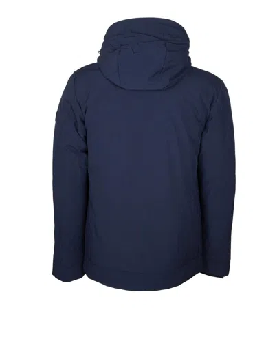 Peuterey Short Jacket In Stretch Polyester Canvas Bonded To Jersey In Blue