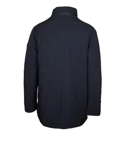 Peuterey Long-sleeved Stand-collar Cotton Coat In Blue