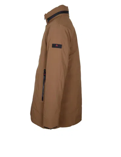 Peuterey Stretch Polyester Canvas Jacket In Brown