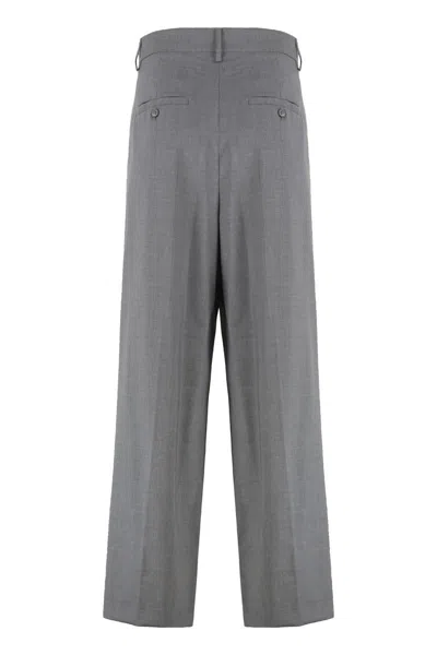 Weekend Max Mara Adelfi Virgin Wool Trousers In Gray