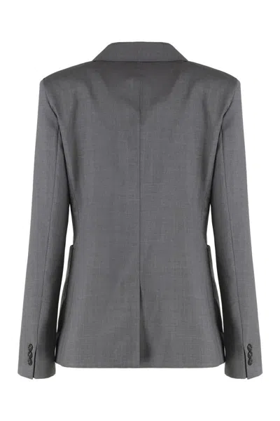 Weekend Max Mara Double-breasted Virgin Wool Jacket In Black