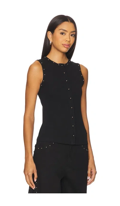 Never Fully Dressed Studded Button Tank In Black