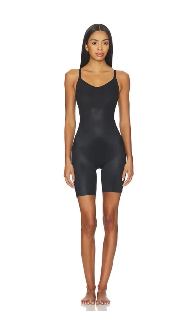 Spanx Shape Invisible Shaping Closed Bust Mid-thigh Bodysuit In Black