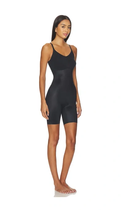 Spanx Shape Invisible Shaping Closed Bust Mid-thigh Bodysuit In Black