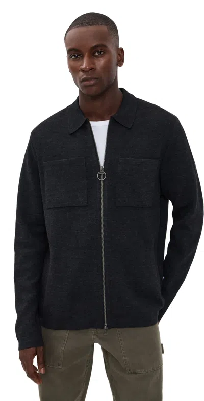 Barbour Croscombe Knitted Zip Through Sweater Charcoal Marl In Black