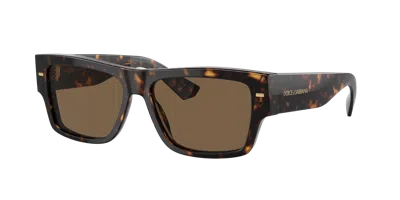 Dolce & Gabbana Sharped Rectangle-frame Sunglasses In Brown