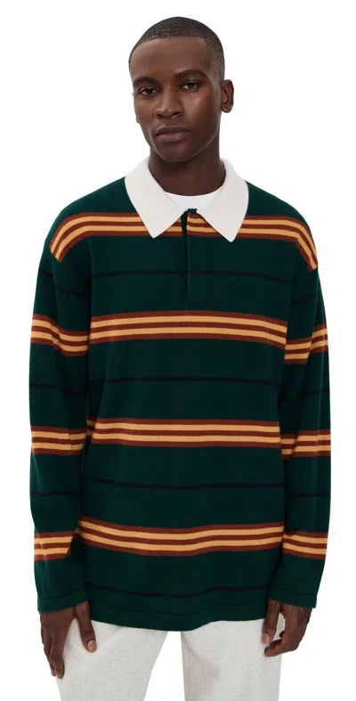 Guest In Residence Striped-pattern Long-sleeve Polo Shirt In Animal Print