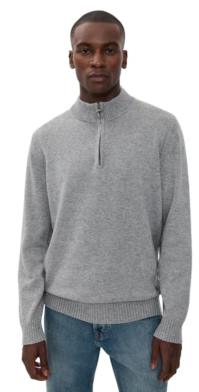 Barbour Kelson Quarter Zip Knitted Sweater Grey Marl In Gray