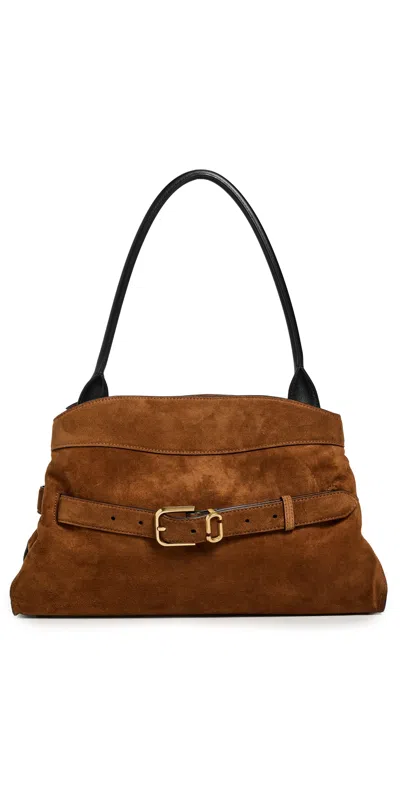 Marc Jacobs Dakota Suede Shoulder Bag With Buckle Straps In Brown
