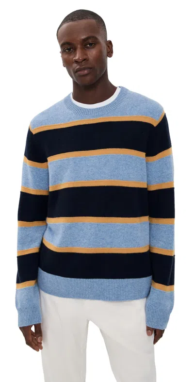Guest In Residence Stripe Crew Sweater Heather Blue Combo In Blue