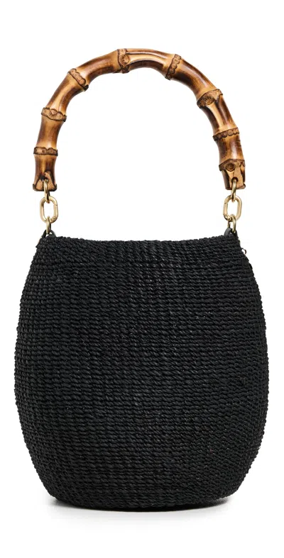 Clare V Pot De Miel With Bamboo Handle Top Black In Black