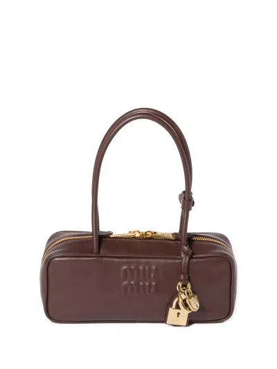 Miu Miu Beau Small Leather Shoulder Bag In Brown