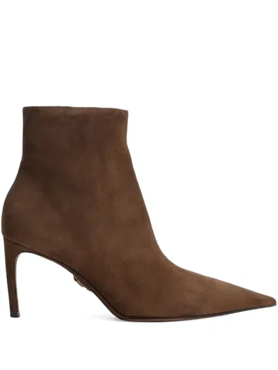 Dolce & Gabbana Devotion Suede Ankle Boots In Brown