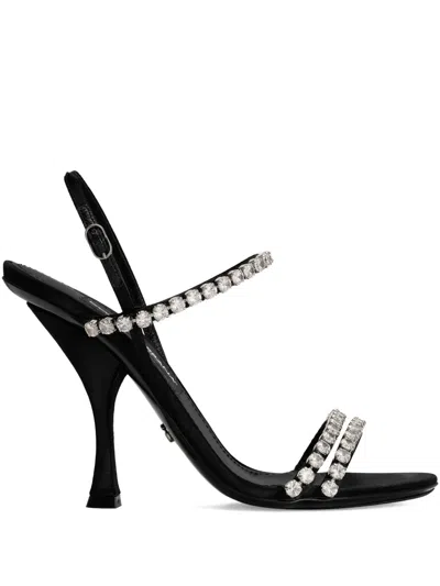 Dolce & Gabbana Sandals With Rhinestone Chain In Black