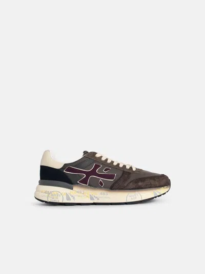 Premiata 'mick' Brown Fabric And Suede Sneakers In Multi