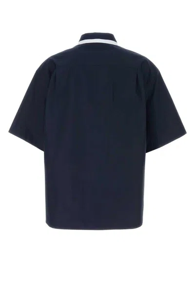 Gucci Navy Blue Poplin Oversize Shirt In Blue