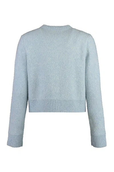 Bottega Veneta Cardigan In Bouclé Wool In Blue