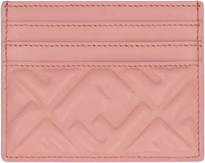 Fendi Baguette Leather Card Holder In Pink