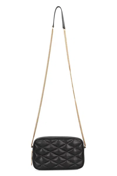 Saint Laurent Quilted Leather Camera Bag Small Leather Goods Black In Black
