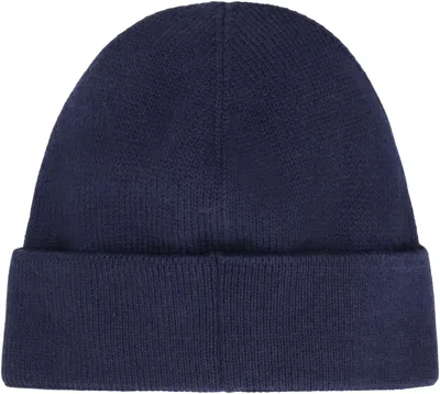Valentino Garavani Cotton And Wool Blend Beanie With Turn-up Brim In Blue