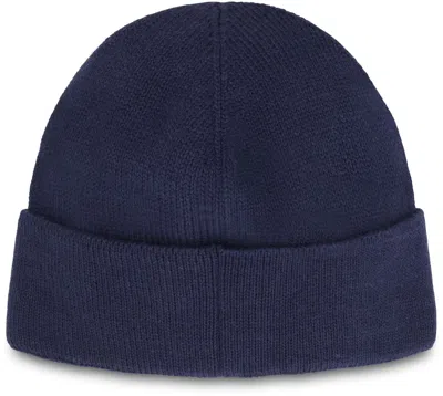 Valentino Garavani Cotton And Wool Blend Beanie With Turn-up Brim In Blue