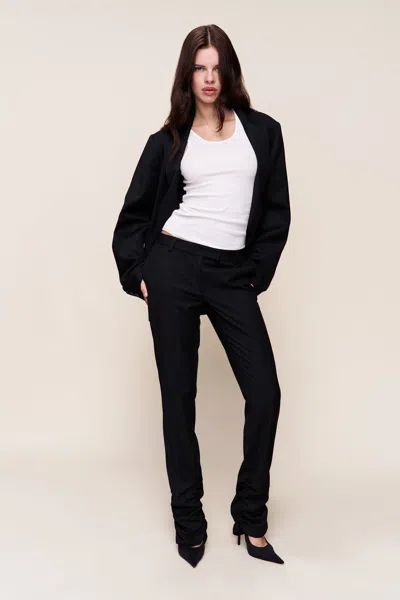 Danielle Guizio Ny Cora Ruched Hem Pant In Black