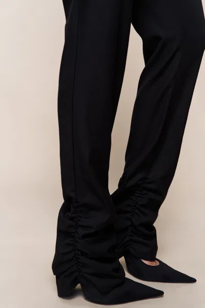 Danielle Guizio Ny Cora Ruched Hem Pant In Black