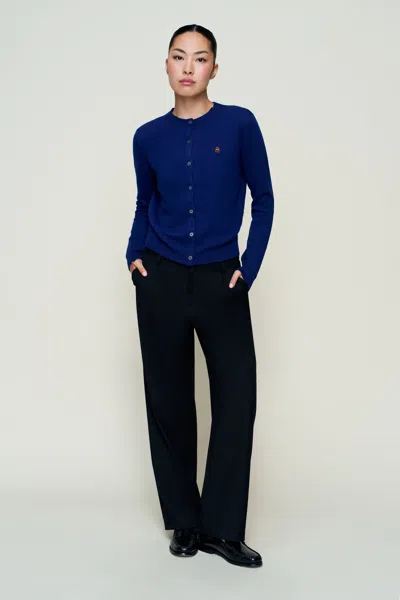 Danielle Guizio Ny June Relaxed Wool Cardigan In Blue