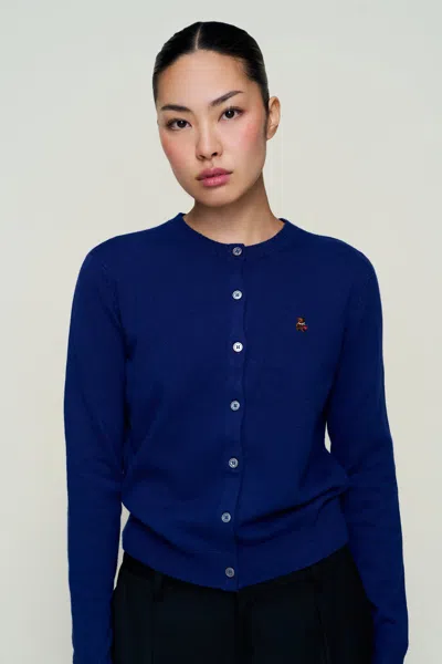 Danielle Guizio Ny June Relaxed Wool Cardigan In Blue