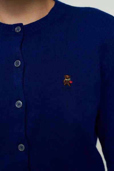 Danielle Guizio Ny June Relaxed Wool Cardigan In Blue