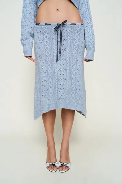 Danielle Guizio Ny Noah Wool Cable Skirt In Blue