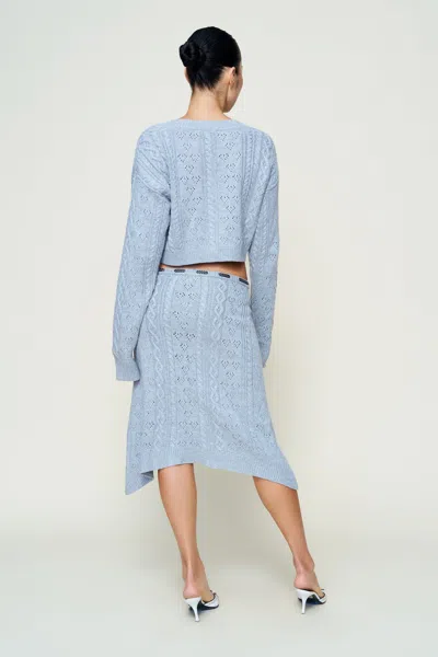 Danielle Guizio Ny Noah Wool Cable Skirt In Blue